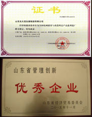南京变压器厂家优秀管理企业证书